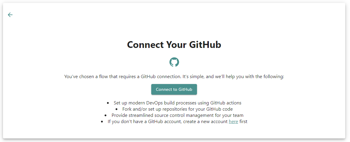 Create Project Wizard GitHub Auth