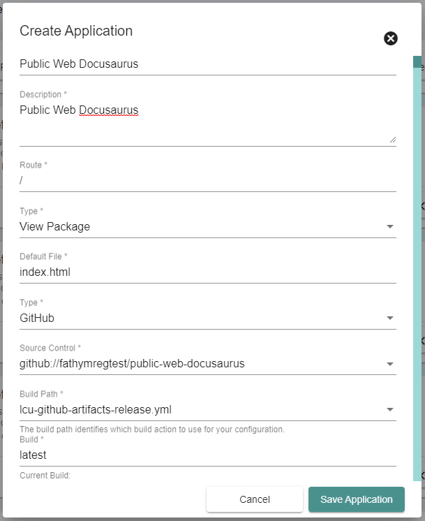 docusaurus application config