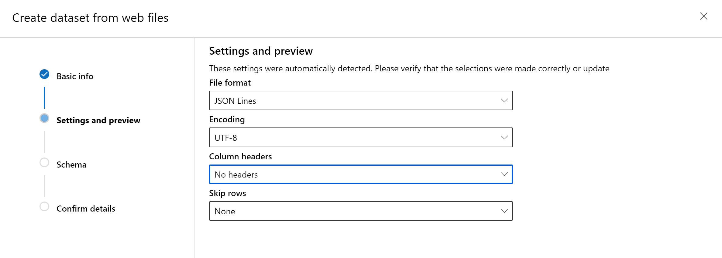 Azure ML Automated ML Run Dataset Wizard