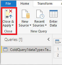 Power BI Get Data Web Close and Apply