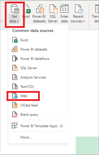 Power BI Get Data Web